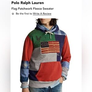 New and With Tags Ralph Lauren Men's Flag Patchwork Fleece Hoodie